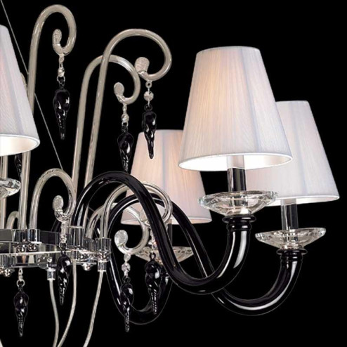 "Elisabetta" Murano glass chandelier - 8 lights - black