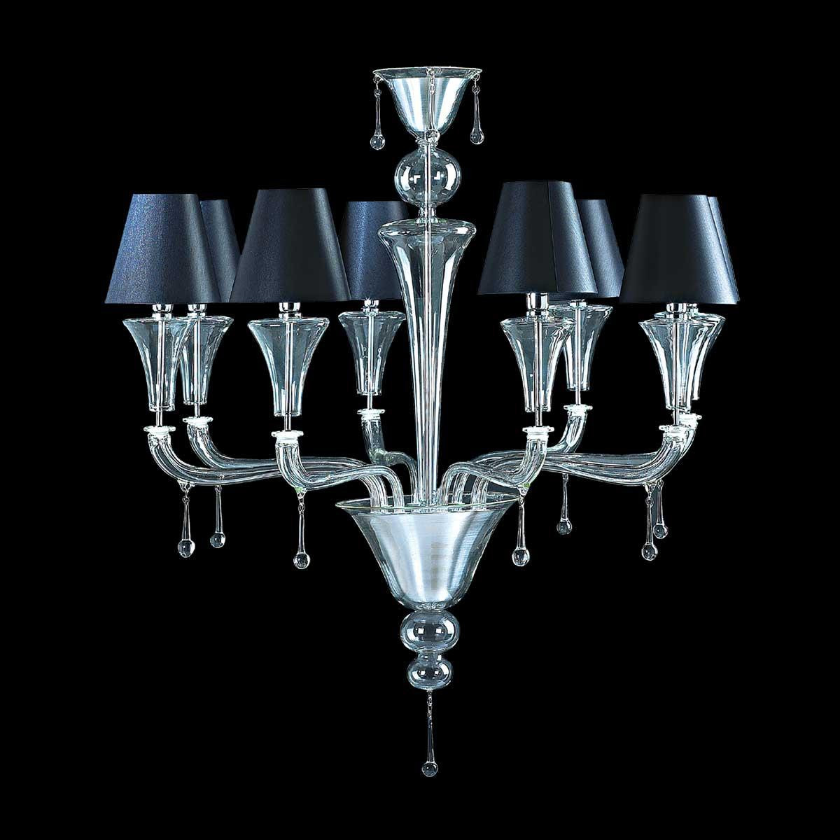 "Samuela" Murano glass chandelier - 8 lights - transparent