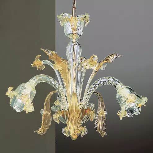 Vivaldi 3 lights Murano chandelier - transparent gold color