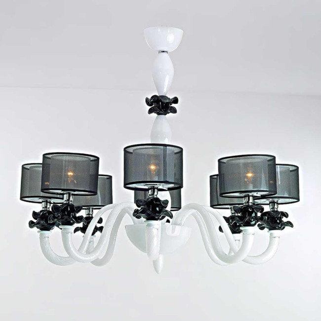 "Adele" Murano glass chandelier - 8 lights - white