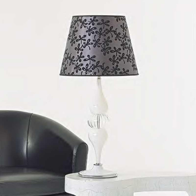"Marzia" lampe de table en verre de Murano - 1 lumière - blanc