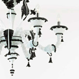 "Stefania" lampara de araña de Murano - 6 luces - blanco y negro