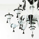 "Stefania" Murano glas Kronleuchter - 6 flammig - weiß und schwarz