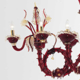 "Cleofe" lampara de araña de Murano - 8+3+3 luces - rojo y oro