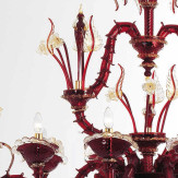 "Cleofe" lustre en cristal de Murano - 8+3+3 lumières - rouge et or