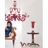 "Cleofe" Murano glas Kronleuchter - 8+3+3 flammig - rot und gold