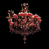 "Cleope" Murano glas Kronleuchter - 12+8 flammig - rot und gold