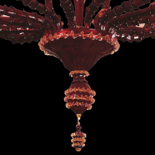 "Cleope" lustre en cristal de Murano - 12+8 lumières - rouge et or