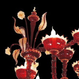 "Cleope" lampara de araña de Murano - 12+8 luces - rojo y oro