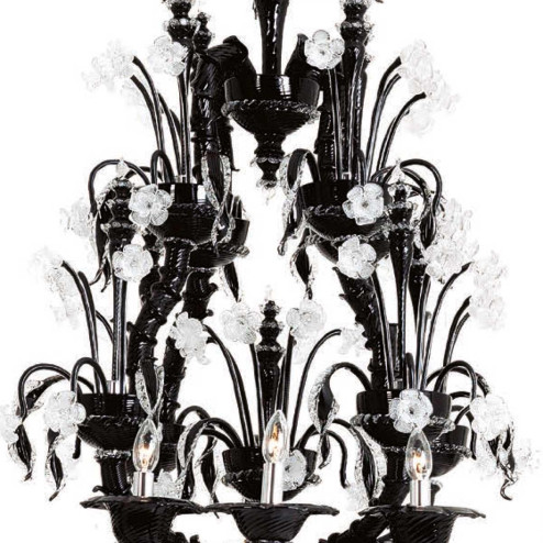 "Odino" Murano glass chandelier - 12 lights - black