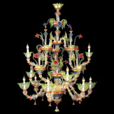 "Arboreo" lustre en cristal de Murano - 6+3+3 lumières - transparent, multicolor et or