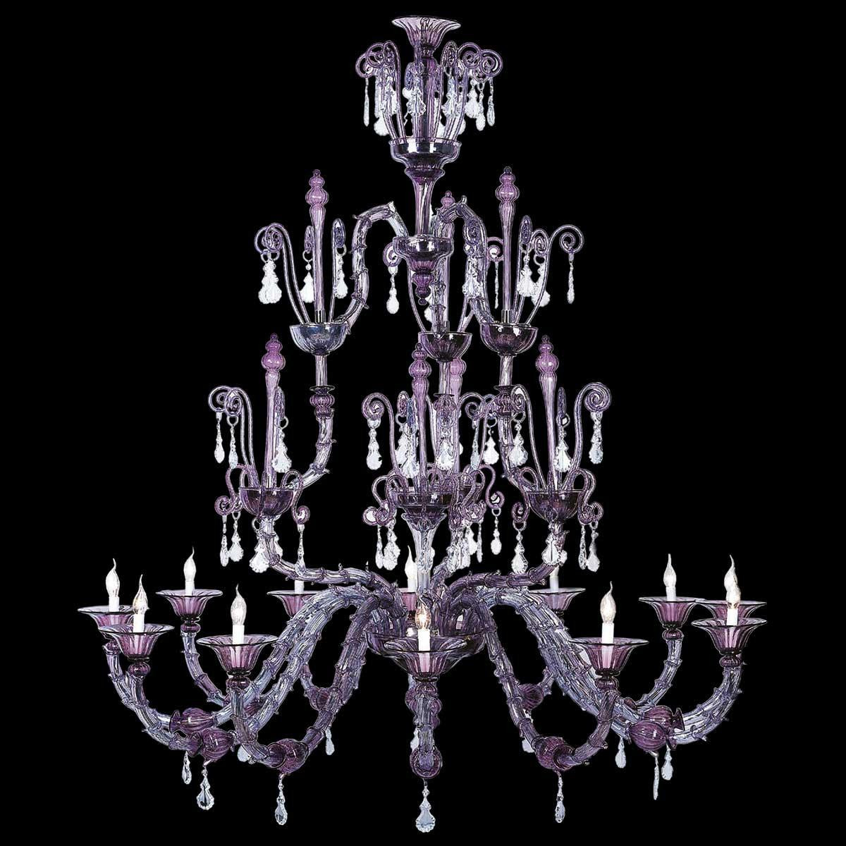 "Irene" Murano glass chandelier - 8 lights - amethyst