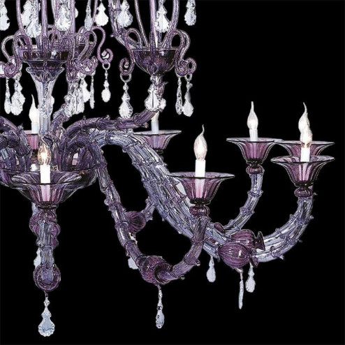 "Irene" Murano glass chandelier - 8 lights - amethyst