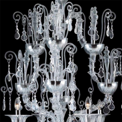 "Irene" Murano glass chandelier - 8 lights - transparent