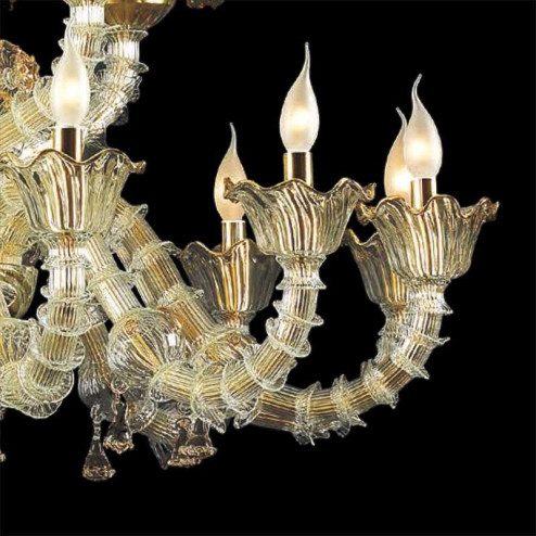 "Merovingio" lustre en cristal de Murano - 12 lumières - transparent et or