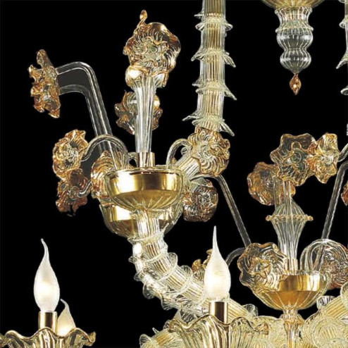 "Merovingio" lustre en cristal de Murano - 12 lumières - transparent et or