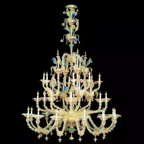 "Ester" Murano glas Kronleuchter - 12+8+8 flammig - transparent, multicolor und gold