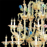 "Ester" lampara de araña de Murano - 12+8+8 luces - transparente, multicolor y oro