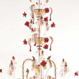 "Ester" Murano glas Kronleuchter - 12+8+8 flammig - transparent, rot und gold