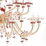 "Ester" lampara de araña de Murano - 12+8+8 luces - transparente, rojo y oro