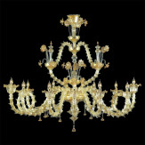 "Arabesque" lustre en cristal de Murano - 12 lumières - transparent et or