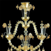 "Arabesque" lampara de araña de Murano - 12 luces - transparente y oro