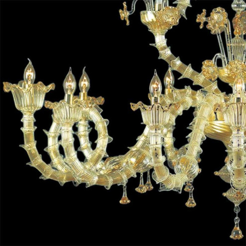 "Arabesque" Murano glass chandelier - 12 lights - transparent and gold