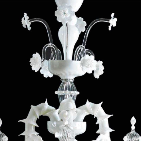 "Alessandra" Murano glas Kronleuchter - 8 flammig - weiß und transparent