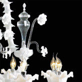 "Alessandra" lampara de araña de Murano - 8 luces - blanco y transparente