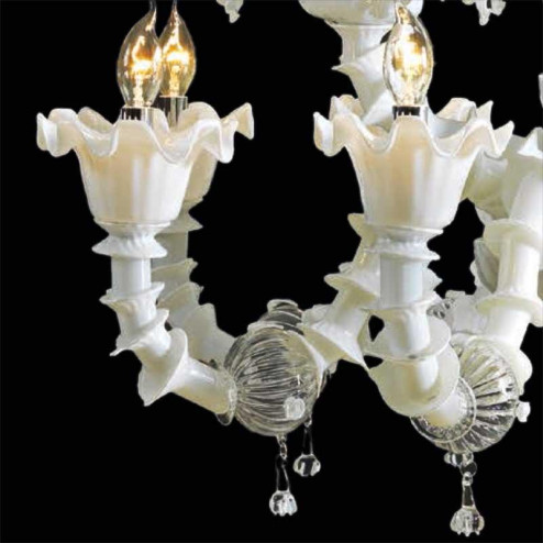 "Alessandra" Murano glass chandelier - 8 lights - white and transparent
