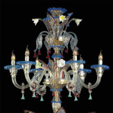 "Anastasia" Murano glas Kronleuchter - 12+6 flammig - transparent und multicolor