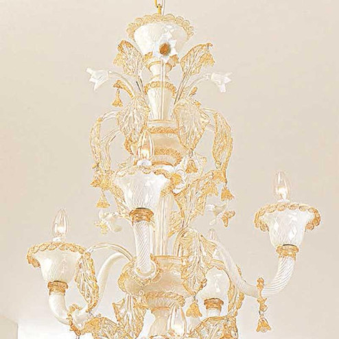 "Anastasia" Murano glass chandelier - 8+4 lights - white and gold