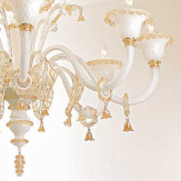"Anastasia" lampara de araña de Murano - 8+4 luces - blanco y oro