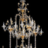 "Fenrir" lampara de araña de Murano - 111 luce - transparente y oro