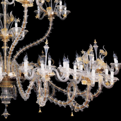"Fenrir" Murano glass chandelier - 111 light - transparent and gold