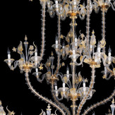 "Fenrir" lampara de araña de Murano - 111 luce - transparente y oro