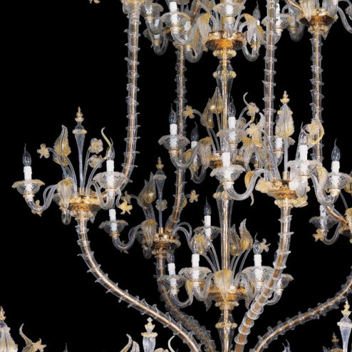 "Fenrir" lustre en cristal de Murano - 111 lumière - transparent et or