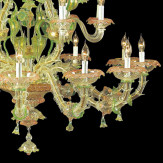 "Cinzia" Murano glas Kronleuchter - 12+8 flammig - transparent, multicolor und gold