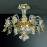 Vivaldi 6 lámparas de techo de Murano color de la lámpara de oro transparente
