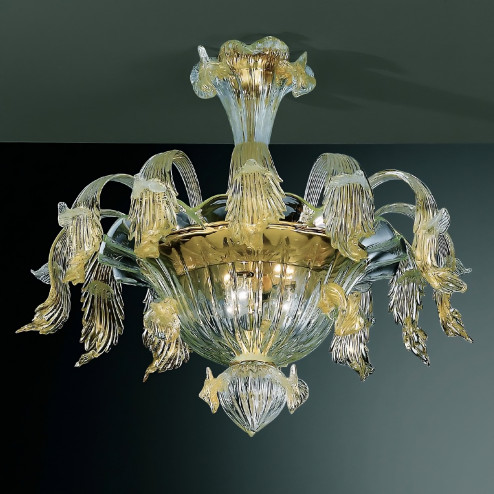 Vivaldi 6 lights Murano ceiling lamp transparent gold color