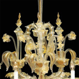 "Cinzia" lustre en cristal de Murano - 6 lumières - transparent et or