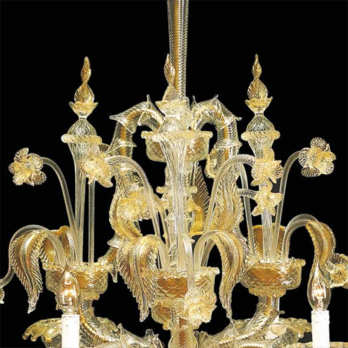 "Cinzia" lampara de araña de Murano  - 6 luces - transparente y oro
