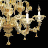 "Cinzia" lustre en cristal de Murano - 6 lumières - transparent et or