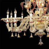 "Cinzia" Murano glas Kronleuchter - 12 flammig - transparent, rot und gold