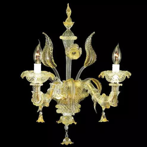 "Cinzia" applique en verre de Murano - 2 lumières - transparent et or