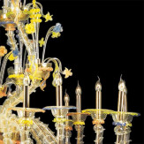 "Carlotta" lampara de araña de Murano - 8+8 luces - transparente, multicolor y oro