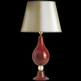 "Rossella" lampe de table en verre de Murano - 1 lumière - rouge et or