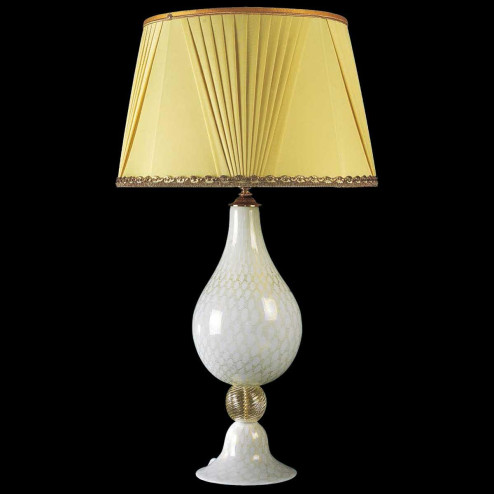 "Rossella" Murano glass table lamp - 1 light - white and gold