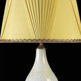 "Rossella" Murano glass table lamp - 1 light - white and gold