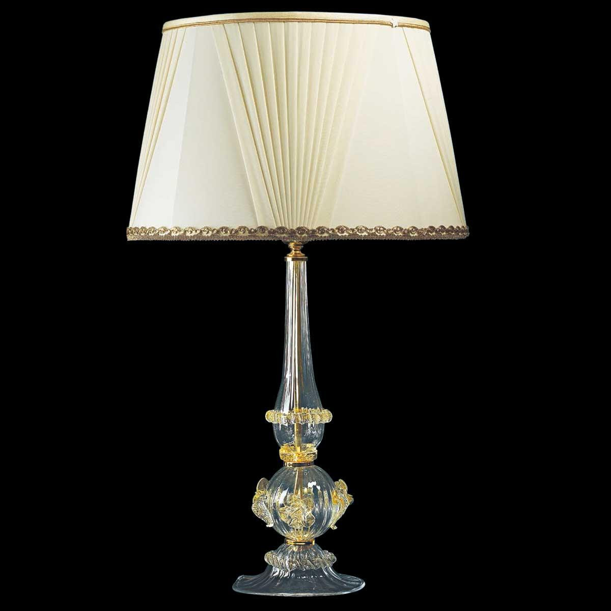 "Ancella" Murano glass table lamp - 1 light - transparent and gold